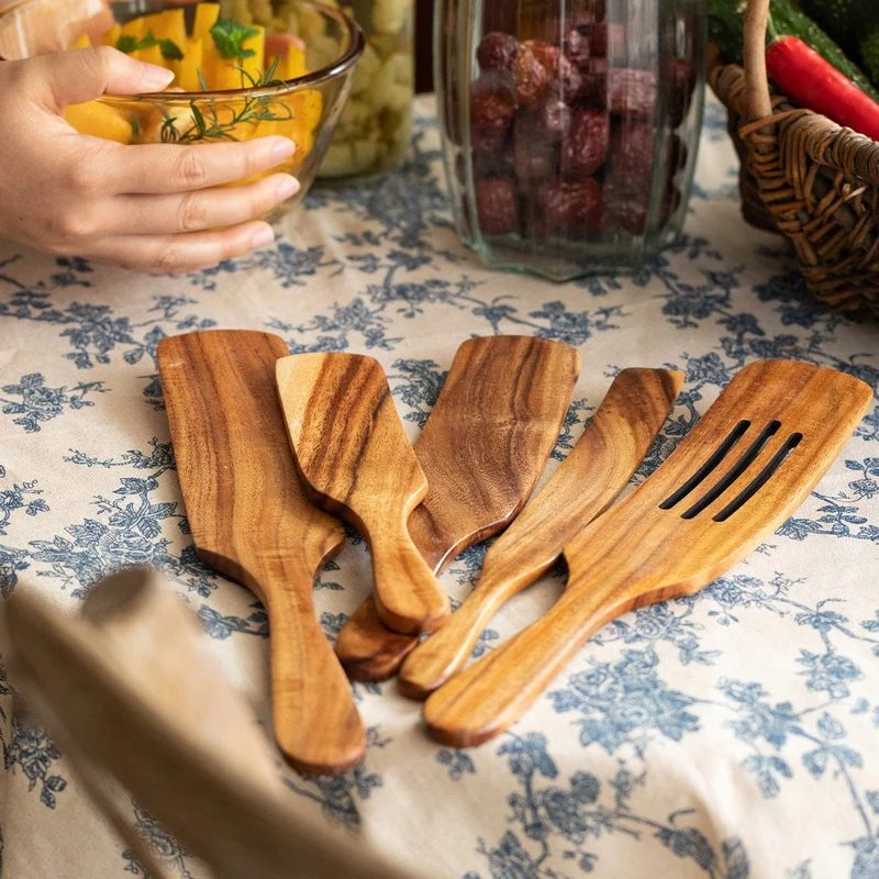 5-teiliges Holzspatel-Kochgeschirr-Set, Kochutensilien aus Holz