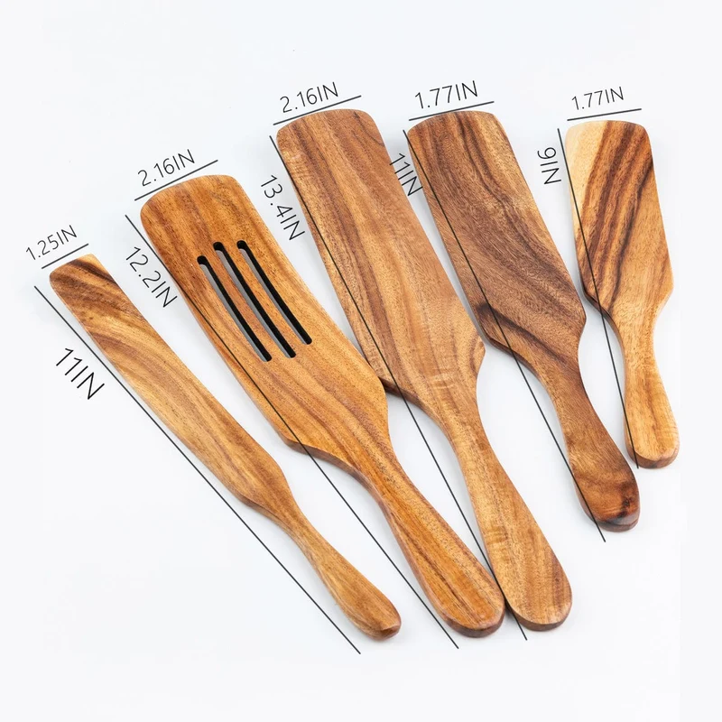 5-teiliges Holzspatel-Kochgeschirr-Set, Kochutensilien aus Holz