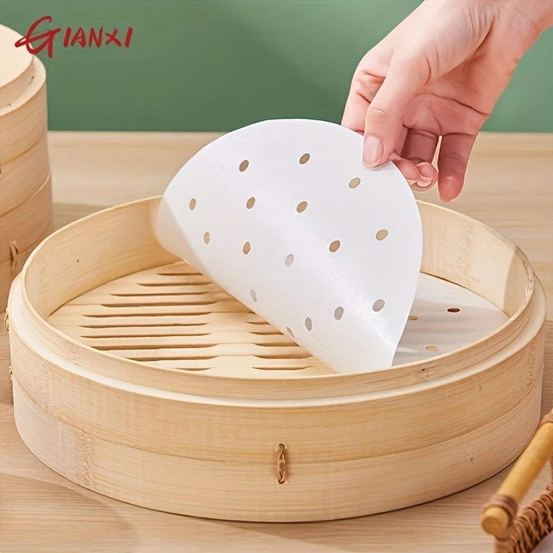 100 Stück antihaftbeschichtetes Dampfgarpapier für gesundes und einfaches Kochen – Einweg-Dampftuch in Lebensmittelqualität für Heißluftfritteuse, Ofen und Backen – einfache Reinigung und sichere Verwendung