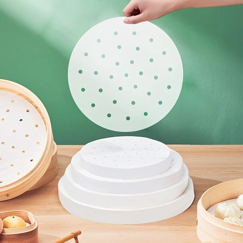 100 Stück antihaftbeschichtetes Dampfgarpapier für gesundes und einfaches Kochen – Einweg-Dampftuch in Lebensmittelqualität für Heißluftfritteuse, Ofen und Backen – einfache Reinigung und sichere Verwendung