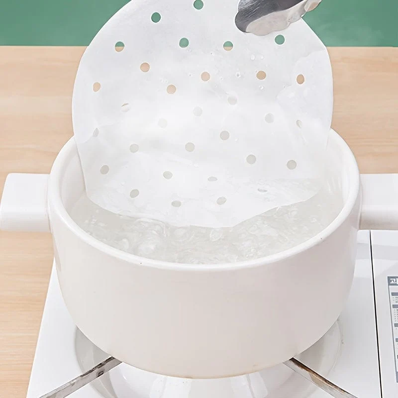100 Stück antihaftbeschichtetes Dampfgarpapier für gesundes und einfaches Kochen – Einweg-Dampftuch in Lebensmittelqualität für Heißluftfritteuse, Ofen und Backen – einfache Reinigung und sichere Verwendung