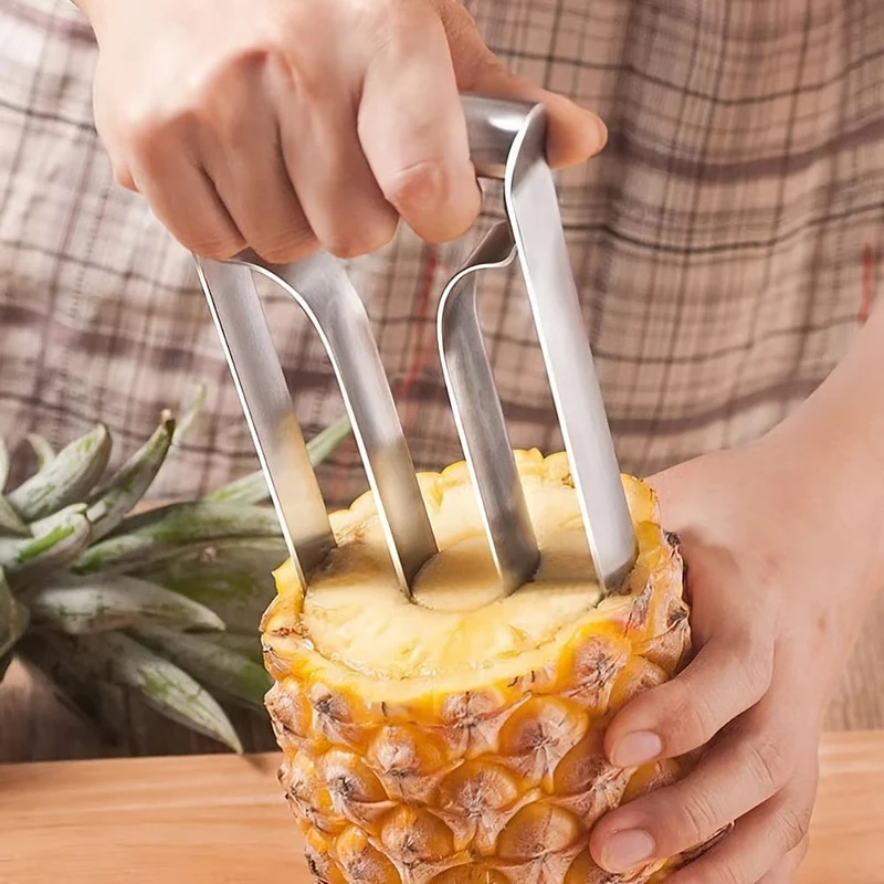 1 Stück Edelstahl-Ananas-Fleischextraktor, Ananasmesser, Ananaskernschäler für Zuhause, Restaurant, Küchenutensilien, 7.87"×3.94"×3.94"