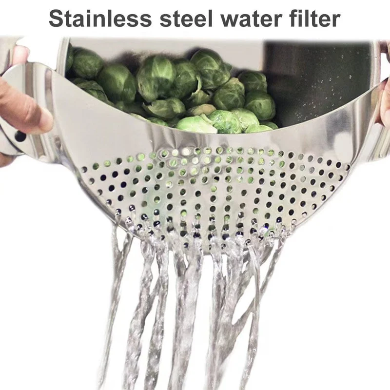 1 Stück Küchen-Edelstahl-Topfsieb, Handtopf-Abtropfsieb, Obstwaschfilter