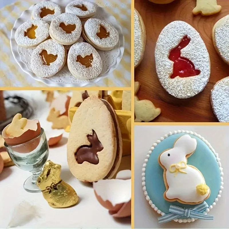 10 Stück Kuchenformen, Keksform, Oster-Küchenutensilien, Kuchenformen und Silikonboxen, geeignet zum Obstschneiden, Brotschneiden, Backassistent