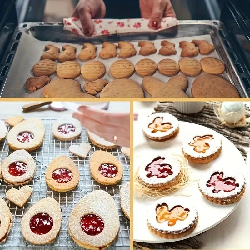 10 Stück Kuchenformen, Keksform, Oster-Küchenutensilien, Kuchenformen und Silikonboxen, geeignet zum Obstschneiden, Brotschneiden, Backassistent