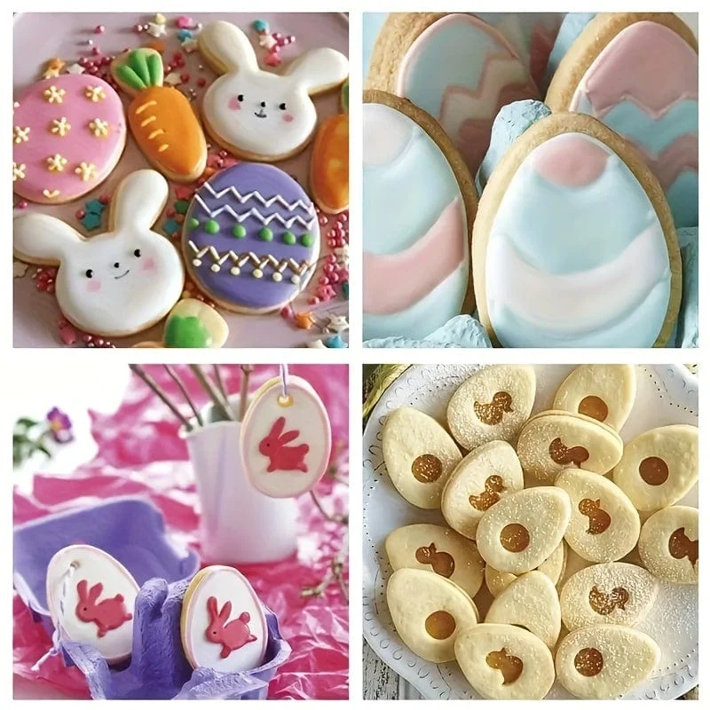 10 Stück Kuchenformen, Keksform, Oster-Küchenutensilien, Kuchenformen und Silikonboxen, geeignet zum Obstschneiden, Brotschneiden, Backassistent