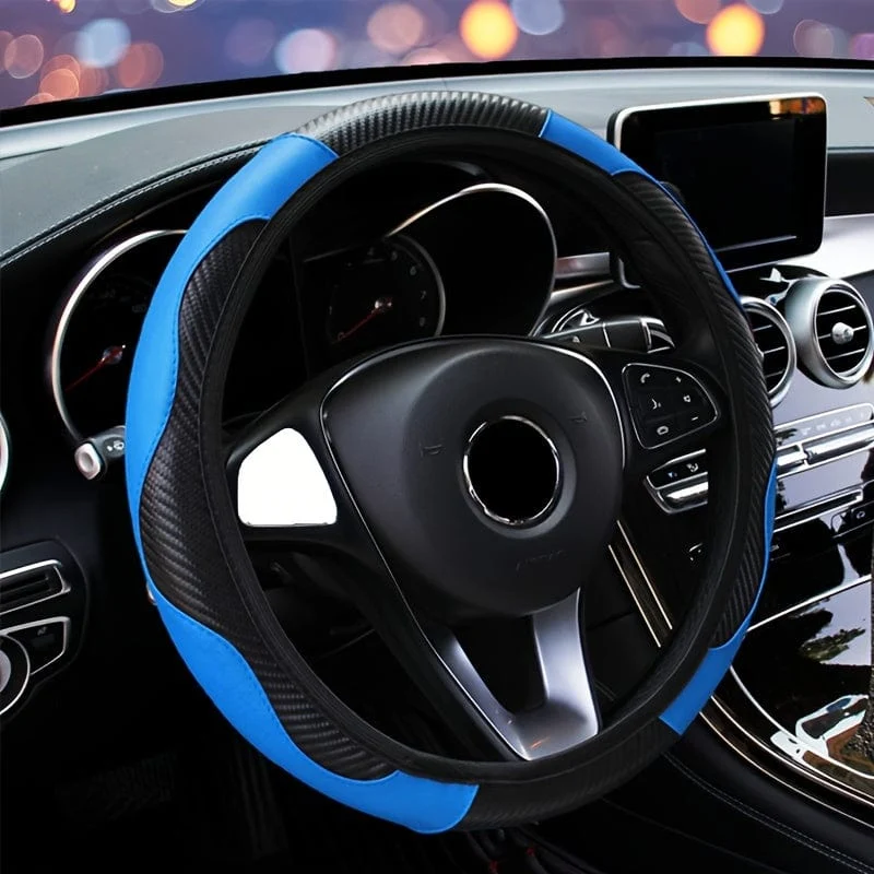 Lenkradbezug für Autos, elastisches Carbonfaser-PU-Leder ohne Innenring, verschiedene Farben erhältlich