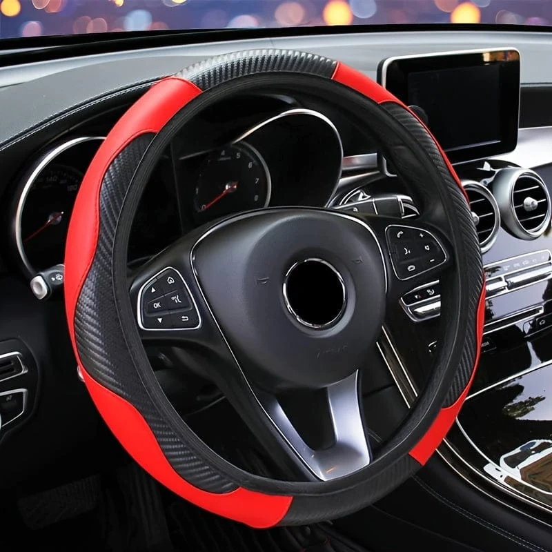 Lenkradbezug für Autos, elastisches Carbonfaser-PU-Leder ohne Innenring, verschiedene Farben erhältlich