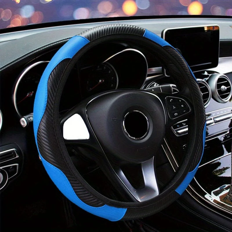 Lenkradbezug für Autos, elastisches Carbonfaser-PU-Leder ohne Innenring, verschiedene Farben erhältlich