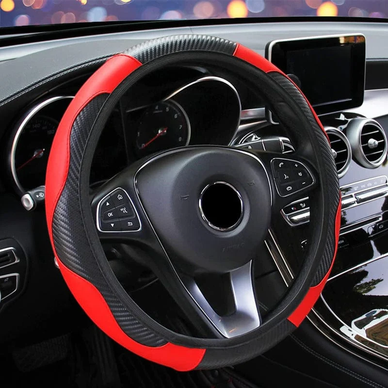 Lenkradbezug für Autos, elastisches Carbonfaser-PU-Leder ohne Innenring, verschiedene Farben erhältlich