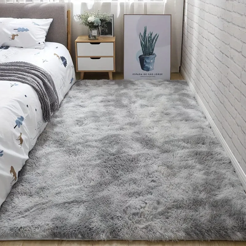 1 Stück, weiche Teppiche für Schlafzimmer, flauschig, rutschfest, flauschig, flauschig, Plüsch, weich, zotteliger Nachttischteppich, Batik-Wohnzimmerteppich für Mädchen, Kinder, Babys, Teenager, Wohnheim, Heimdekoration, Schlafzimmer, Wohnzimmer, Kinderzimmer, 31.5 x 62.99 cm