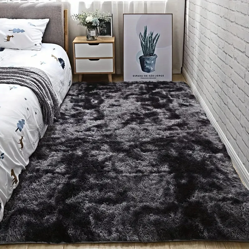 1 Stück, weiche Teppiche für Schlafzimmer, flauschig, rutschfest, flauschig, flauschig, Plüsch, weich, zotteliger Nachttischteppich, Batik-Wohnzimmerteppich für Mädchen, Kinder, Babys, Teenager, Wohnheim, Heimdekoration, Schlafzimmer, Wohnzimmer, Kinderzimmer, 31.5 x 62.99 cm
