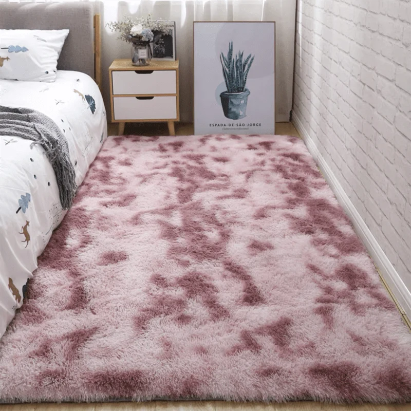 1 Stück, weiche Teppiche für Schlafzimmer, flauschig, rutschfest, flauschig, flauschig, Plüsch, weich, zotteliger Nachttischteppich, Batik-Wohnzimmerteppich für Mädchen, Kinder, Babys, Teenager, Wohnheim, Heimdekoration, Schlafzimmer, Wohnzimmer, Kinderzimmer, 31.5 x 62.99 cm