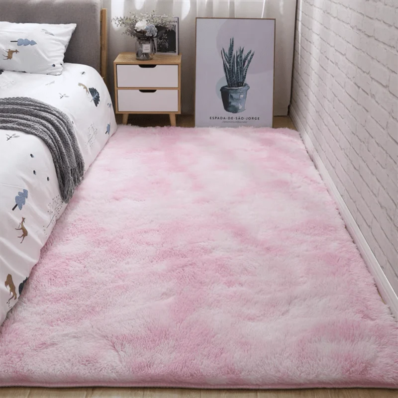 1 Stück, weiche Teppiche für Schlafzimmer, flauschig, rutschfest, flauschig, flauschig, Plüsch, weich, zotteliger Nachttischteppich, Batik-Wohnzimmerteppich für Mädchen, Kinder, Babys, Teenager, Wohnheim, Heimdekoration, Schlafzimmer, Wohnzimmer, Kinderzimmer, 31.5 x 62.99 cm