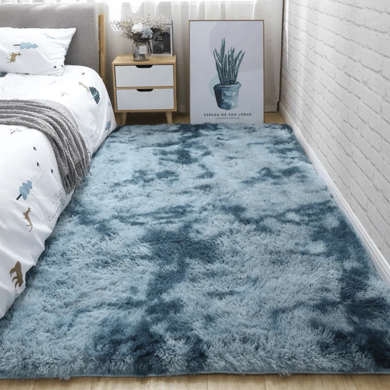 1 Stück, weiche Teppiche für Schlafzimmer, flauschig, rutschfest, flauschig, flauschig, Plüsch, weich, zotteliger Nachttischteppich, Batik-Wohnzimmerteppich für Mädchen, Kinder, Babys, Teenager, Wohnheim, Heimdekoration, Schlafzimmer, Wohnzimmer, Kinderzimmer, 31.5 x 62.99 cm