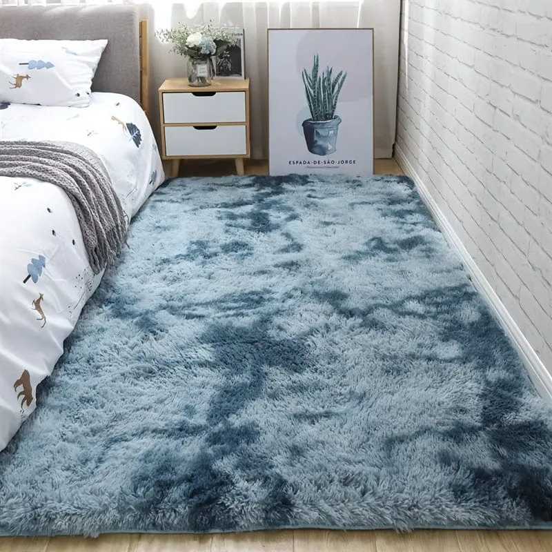 1 Stück, weiche Teppiche für Schlafzimmer, flauschig, rutschfest, flauschig, flauschig, Plüsch, weich, zotteliger Nachttischteppich, Batik-Wohnzimmerteppich für Mädchen, Kinder, Babys, Teenager, Wohnheim, Heimdekoration, Schlafzimmer, Wohnzimmer, Kinderzimmer, 31.5 x 62.99 cm