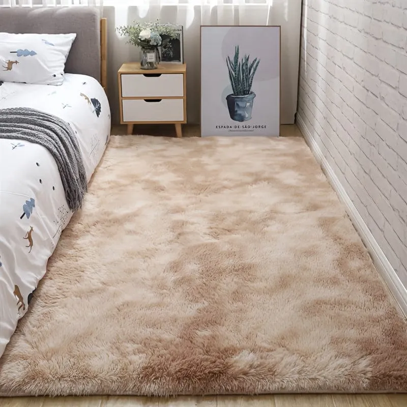 1 Stück, weiche Teppiche für Schlafzimmer, flauschig, rutschfest, flauschig, flauschig, Plüsch, weich, zotteliger Nachttischteppich, Batik-Wohnzimmerteppich für Mädchen, Kinder, Babys, Teenager, Wohnheim, Heimdekoration, Schlafzimmer, Wohnzimmer, Kinderzimmer, 31.5 x 62.99 cm