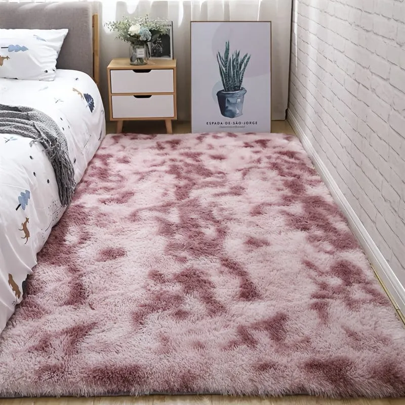 1 Stück, weiche Teppiche für Schlafzimmer, flauschig, rutschfest, flauschig, flauschig, Plüsch, weich, zotteliger Nachttischteppich, Batik-Wohnzimmerteppich für Mädchen, Kinder, Babys, Teenager, Wohnheim, Heimdekoration, Schlafzimmer, Wohnzimmer, Kinderzimmer, 31.5 x 62.99 cm