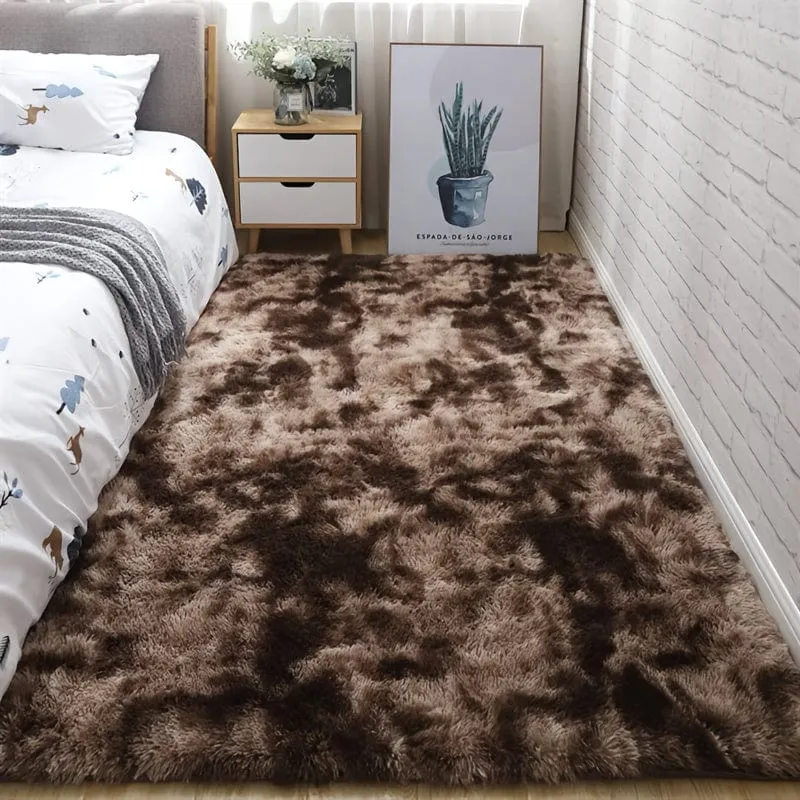 1 Stück, weiche Teppiche für Schlafzimmer, flauschig, rutschfest, flauschig, flauschig, Plüsch, weich, zotteliger Nachttischteppich, Batik-Wohnzimmerteppich für Mädchen, Kinder, Babys, Teenager, Wohnheim, Heimdekoration, Schlafzimmer, Wohnzimmer, Kinderzimmer, 31.5 x 62.99 cm