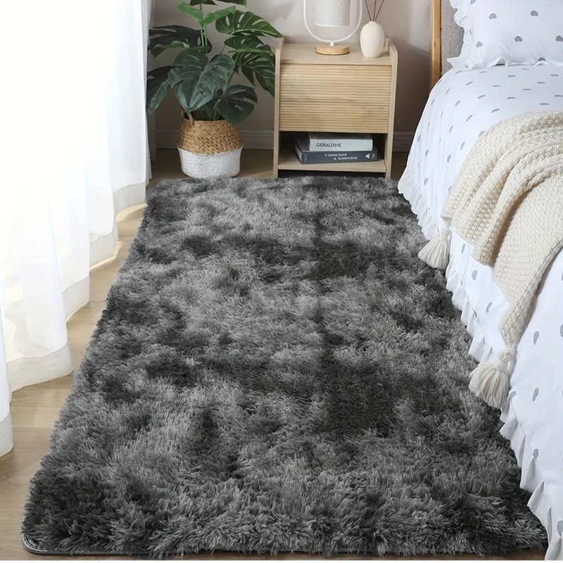1 Stück, weiche Teppiche für Schlafzimmer, flauschig, rutschfest, flauschig, flauschig, Plüsch, weich, zotteliger Nachttischteppich, Batik-Wohnzimmerteppich für Mädchen, Kinder, Babys, Teenager, Wohnheim, Heimdekoration, Schlafzimmer, Wohnzimmer, Kinderzimmer, 31.5 x 62.99 cm