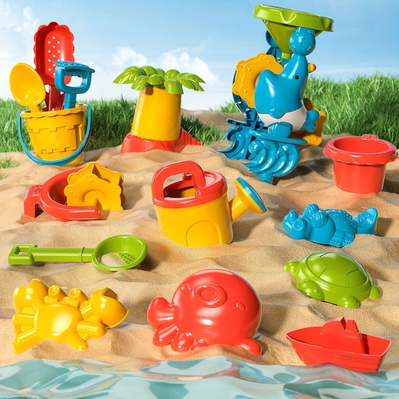 BABYHOME 4-in-1-Sand-Wassertisch, Sandkasten-Tisch mit Strand-Sand-Wasserspielzeug, sensorischer Spieltisch für Kinder, Sommerspielzeug für draußen, Farbe zufällig