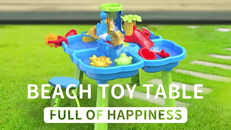BABYHOME 4-in-1-Sand-Wassertisch, Sandkasten-Tisch mit Strand-Sand-Wasserspielzeug, sensorischer Spieltisch für Kinder, Sommerspielzeug für draußen, Farbe zufällig