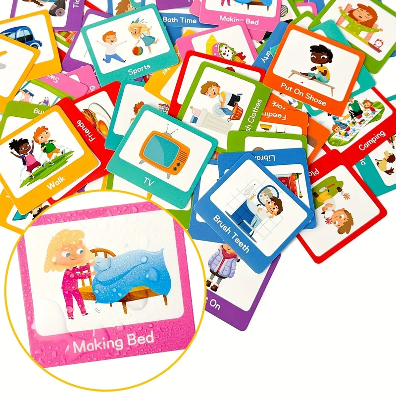 60 Stück visuelle Zeitplankarten, tägliche Routinekarten für Zuhause, Tag und Nacht, Routinediagrammkarten, visueller Wandplaner, Aufgabendiagramm für Kinder, Kleinkinder, Verhaltensplankarten für Kinder, Klassenzimmer, Schule