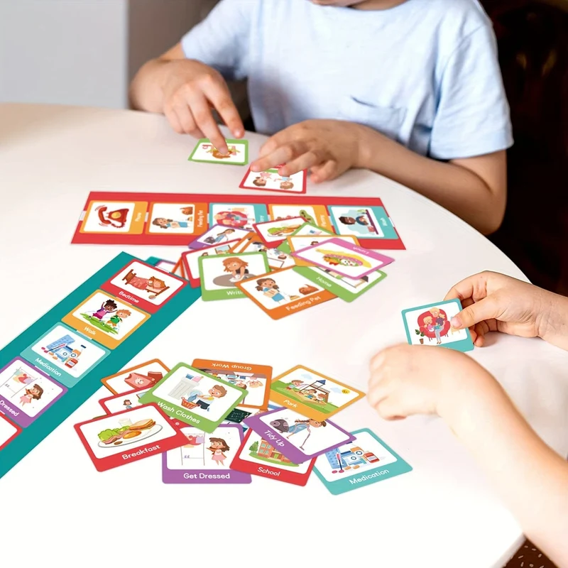 60 Stück visuelle Zeitplankarten, tägliche Routinekarten für Zuhause, Tag und Nacht, Routinediagrammkarten, visueller Wandplaner, Aufgabendiagramm für Kinder, Kleinkinder, Verhaltensplankarten für Kinder, Klassenzimmer, Schule