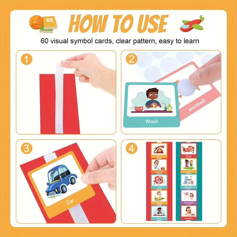 60 Stück visuelle Zeitplankarten, tägliche Routinekarten für Zuhause, Tag und Nacht, Routinediagrammkarten, visueller Wandplaner, Aufgabendiagramm für Kinder, Kleinkinder, Verhaltensplankarten für Kinder, Klassenzimmer, Schule