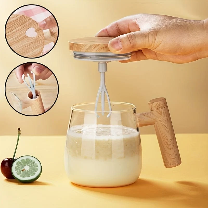 1 Stück, 400 ml, elektrischer, selbstrührender Kaffeebecher, tragbarer Glasbecher, selbstrührender Hochgeschwindigkeits-Kaffeemischbecher für Esszimmer, Fitnessstudios, Parks, Schule