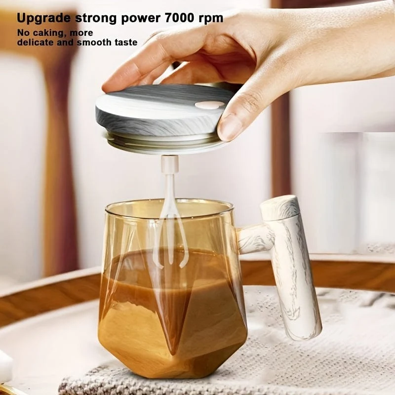 1 Stück, 400 ml, elektrischer, selbstrührender Kaffeebecher, tragbarer Glasbecher, selbstrührender Hochgeschwindigkeits-Kaffeemischbecher für Esszimmer, Fitnessstudios, Parks, Schule