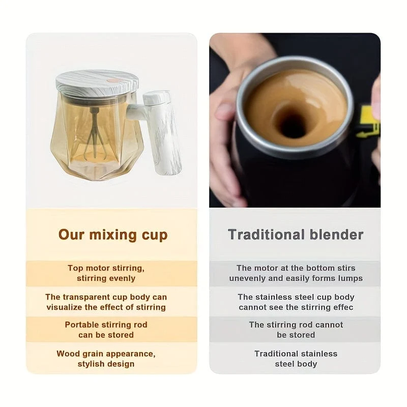 1 Stück, 400 ml, elektrischer, selbstrührender Kaffeebecher, tragbarer Glasbecher, selbstrührender Hochgeschwindigkeits-Kaffeemischbecher für Esszimmer, Fitnessstudios, Parks, Schule