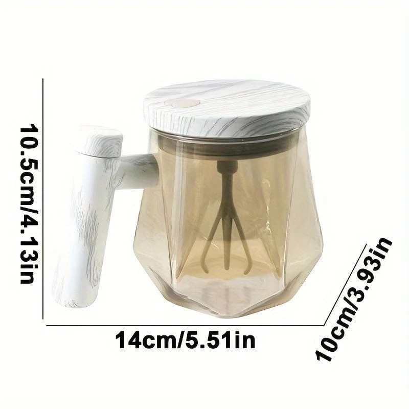 1 Stück, 400 ml, elektrischer, selbstrührender Kaffeebecher, tragbarer Glasbecher, selbstrührender Hochgeschwindigkeits-Kaffeemischbecher für Esszimmer, Fitnessstudios, Parks, Schule