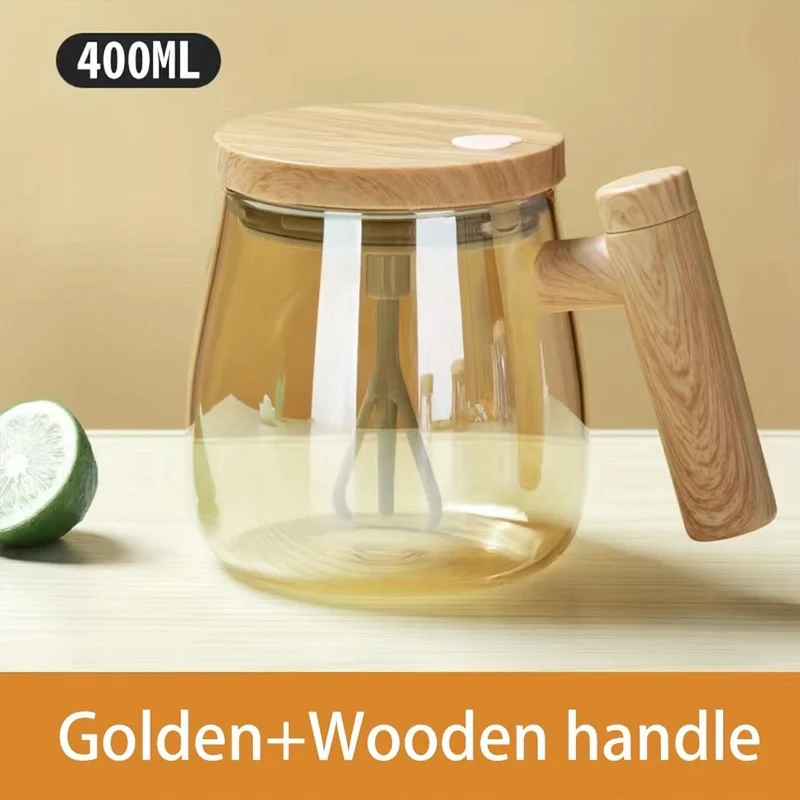 1 Stück, 400 ml, elektrischer, selbstrührender Kaffeebecher, tragbarer Glasbecher, selbstrührender Hochgeschwindigkeits-Kaffeemischbecher für Esszimmer, Fitnessstudios, Parks, Schule