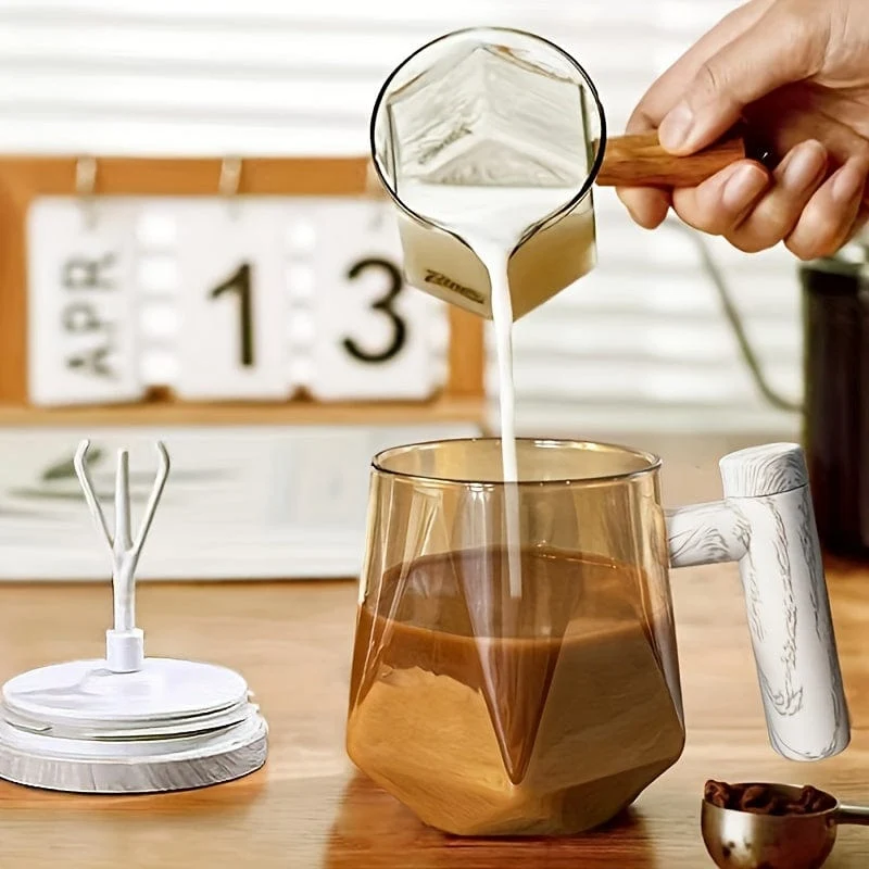 1 Stück, 400 ml, elektrischer, selbstrührender Kaffeebecher, tragbarer Glasbecher, selbstrührender Hochgeschwindigkeits-Kaffeemischbecher für Esszimmer, Fitnessstudios, Parks, Schule