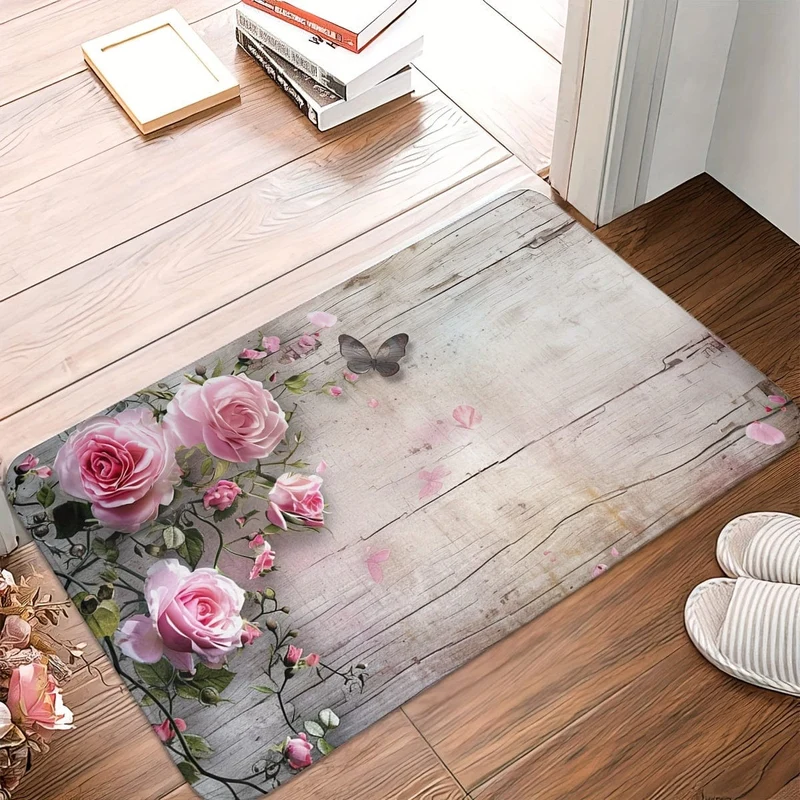 1/2 Stück, Teppich, Küchenmatte, Blumen-Bodenmatte, Küchenläufer-Teppich, langlebige Badezimmer-Pads, rutschfeste waschbare Decke für Küche, Wohnzimmer, Schlafzimmer, Couchtisch, Waschbecken, Waschküche, Fußmatte, Küchen-Bodenmatte