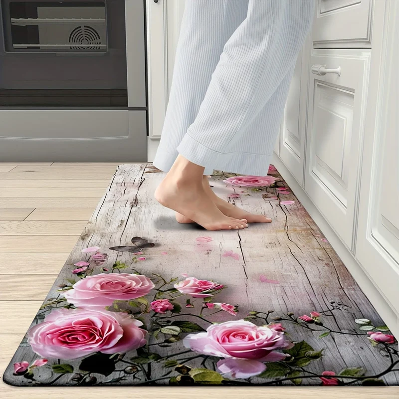 1/2 Stück, Teppich, Küchenmatte, Blumen-Bodenmatte, Küchenläufer-Teppich, langlebige Badezimmer-Pads, rutschfeste waschbare Decke für Küche, Wohnzimmer, Schlafzimmer, Couchtisch, Waschbecken, Waschküche, Fußmatte, Küchen-Bodenmatte