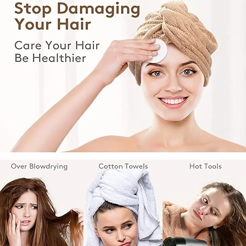 1 Stück Mikrofaser-Haarhandtuch, Haarhandtuch mit Knopf, super saugfähig, Haarhandtuchwickel, für lockiges Haar, schnell trocknende Haarwickel für Frauen, Anti-Frizz-Mikrofaserhandtuch, Grau, Kamel, Braun, Badezimmerzubehör