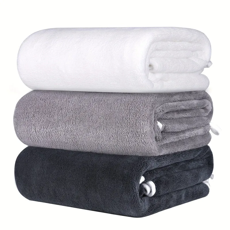 3-teiliges Mikrofaser-Badetuch-Set, leichte, schnell trocknende Badetücher, super saugfähig und atmungsaktiv, hochwertige Badetuch-Sets aus Korallensamt, ultraweiches Handtuch-Set für Badezimmer, Fitness, Reisen, Yoga