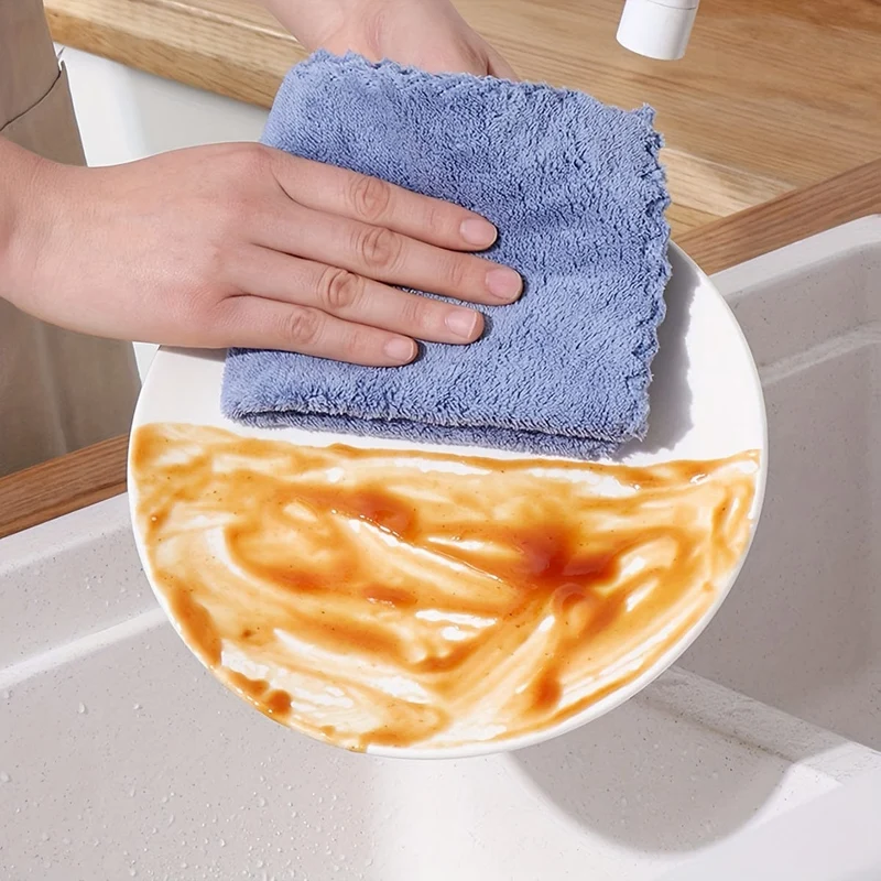 5/10 Stück, einfarbiges Geschirrtuch, verdicktes Küchengeschirrtuch für den Haushalt, super saugfähiges Geschirrtuch, Reinigungsspezial, Bambusfaser, saugfähig, fällt nicht ab, klebt nicht an Öl, Reinigungsmittel