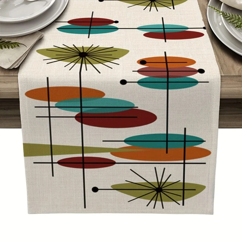 1 Stück, Tischläufer, Retro-moderner Mid-Century-Tischläufer, Hochzeits-Couchtischläufer, Tisch im Bauernhausstil für Esstisch, Urlaubsparty, Innen- und Außendekoration