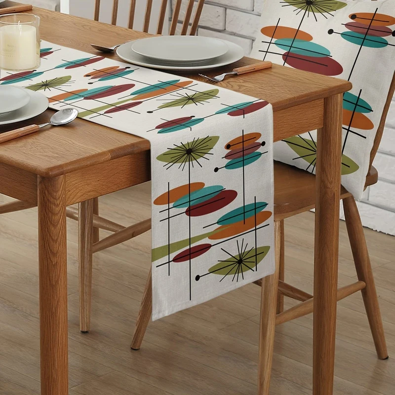 1 Stück, Tischläufer, Retro-moderner Mid-Century-Tischläufer, Hochzeits-Couchtischläufer, Tisch im Bauernhausstil für Esstisch, Urlaubsparty, Innen- und Außendekoration