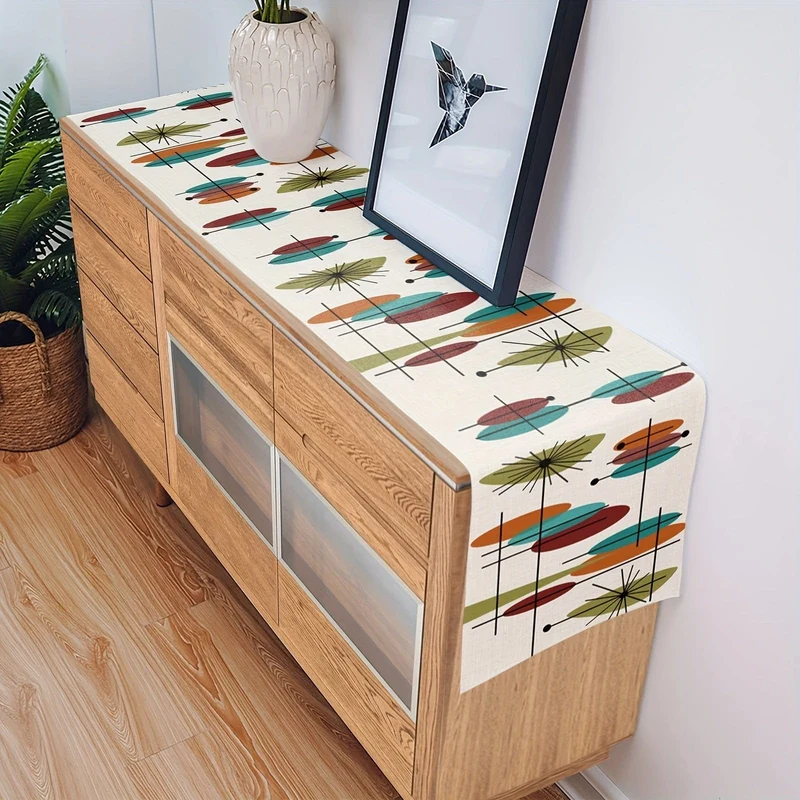 1 Stück, Tischläufer, Retro-moderner Mid-Century-Tischläufer, Hochzeits-Couchtischläufer, Tisch im Bauernhausstil für Esstisch, Urlaubsparty, Innen- und Außendekoration