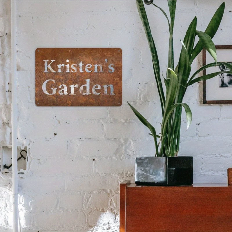 1 Stück, personalisiertes Gartenschild, individueller Name, Retro-Vintage-Außendekoration, Geschenkideen, 30.48 x 20.32 cm Aluminium für Terrasse, Veranda