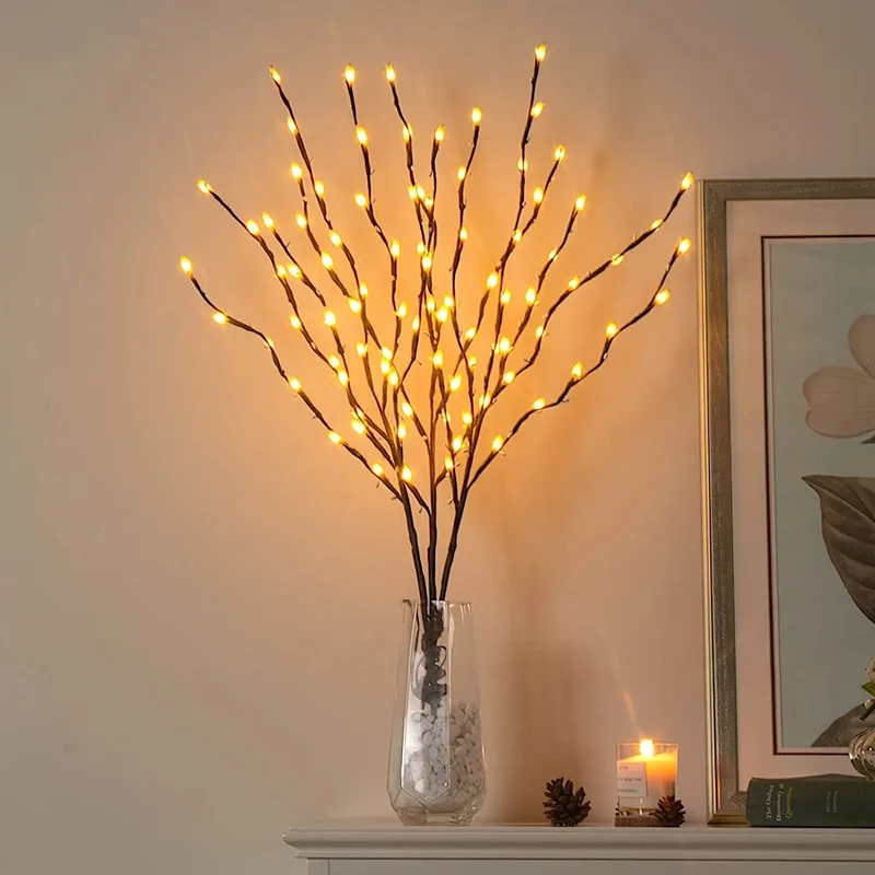 1 Stück, 20 LED-Zweiglichter – Innendekorationsbeleuchtung für Hochzeiten, Geburtstage und Weihnachten – Lichterketten mit Zweigdesign