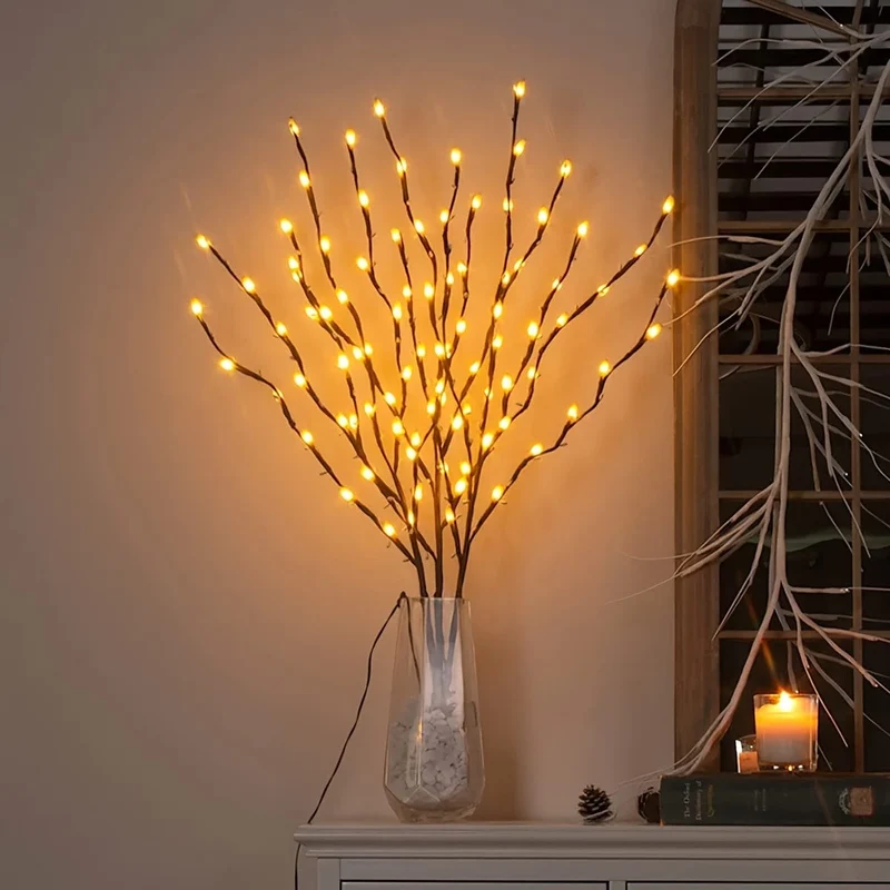 1 Stück, 20 LED-Zweiglichter – Innendekorationsbeleuchtung für Hochzeiten, Geburtstage und Weihnachten – Lichterketten mit Zweigdesign