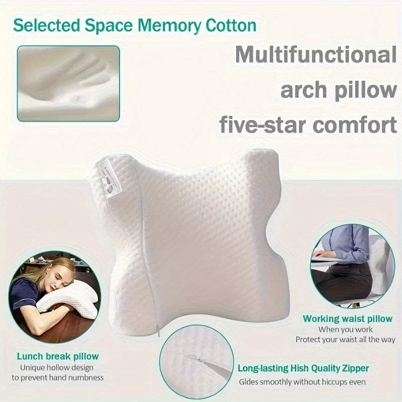 1-teiliges Armkissen, Kuschelkissen, Nackenkissen, Anti-Handdruck-Kissen in gewölbter Form, Memory-Schaum-Kissen mit langsamem Rückpralldruck, Büro-Ruhekissen, Nacken- und Rückenstützkissen