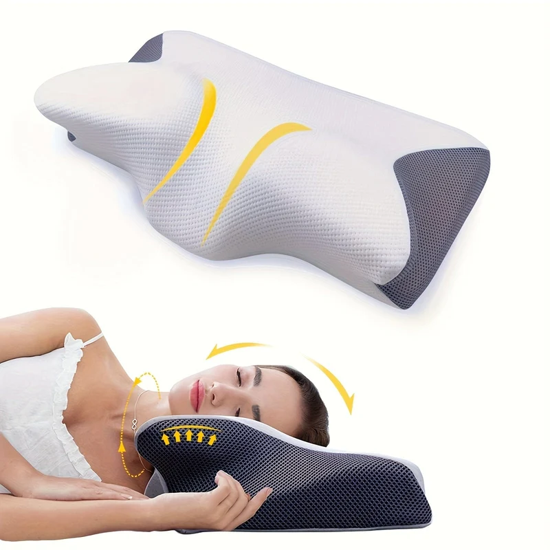 1 Stück zervikales Memory-Schaum-Kissen zur Nackenentspannung, ergonomisches orthopädisches Nackenstützkissen für Seiten-, Rücken- und Bauchschläfer mit atmungsaktivem Kissenbezug