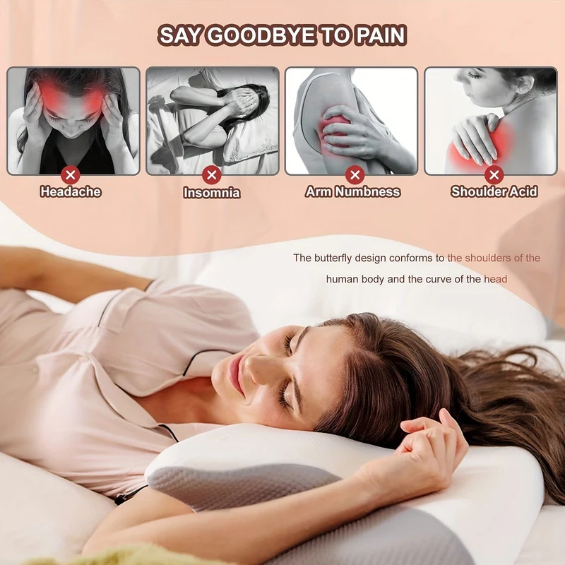 1 Stück zervikales Memory-Schaum-Kissen zur Nackenentspannung, ergonomisches orthopädisches Nackenstützkissen für Seiten-, Rücken- und Bauchschläfer mit atmungsaktivem Kissenbezug