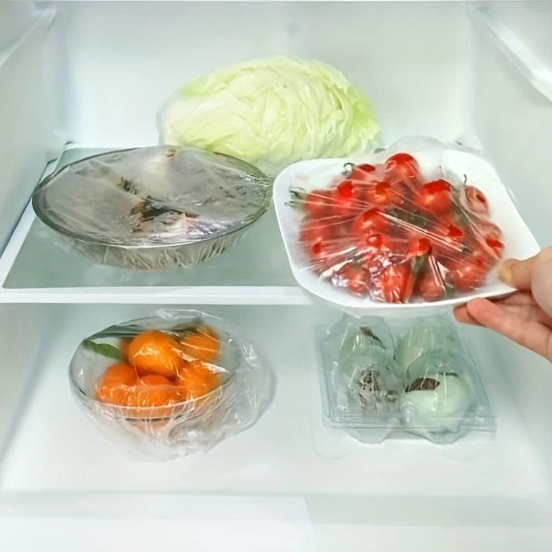 100/300 Stück Einweg-Frischhaltefolie, Küchenkühlschrank in Lebensmittelqualität für übrig gebliebene Reisfrüchte, versiegelte Frischhalteabdeckung aus Kunststoff, geruchshemmende, auslaufsichere, staubdichte Gefrierabdeckung, Kühlschrank-Frischhalteabdeckung,
